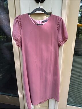Ara Dusty Rose Mini Dress with Puff Sleeves
